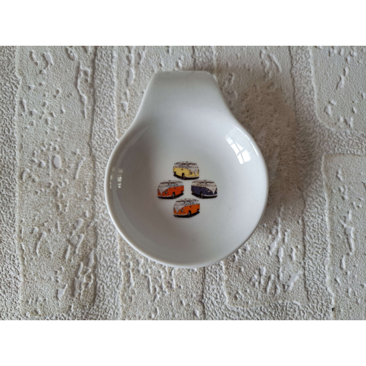 Amuseschaal met Volkswagen bussen, porselein 9x7x2cm - handgemaakt