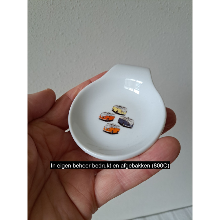Amuseschaal met Volkswagen bussen, porselein 9x7x2cm