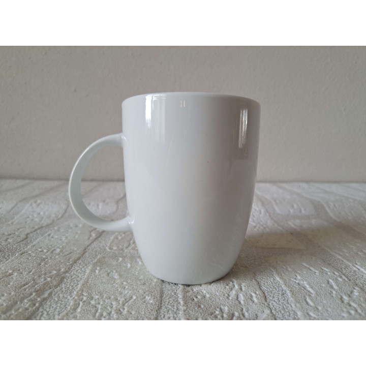 Beker mok met ezel en mandje, porselein D8xH10cm - handgemaakt