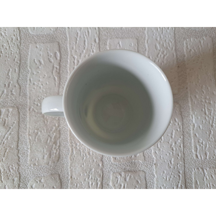 Beker mok met ezel en mandje, porselein D8xH10cm - handgemaakt