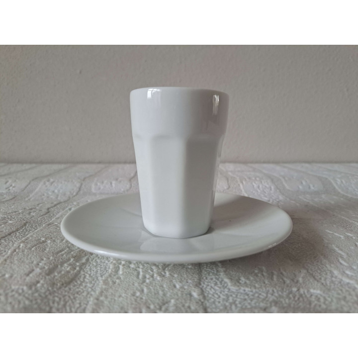 Kop en schotel Tweety, Solex bromfiets, porselein D12.5xH8cm - handgemaakt