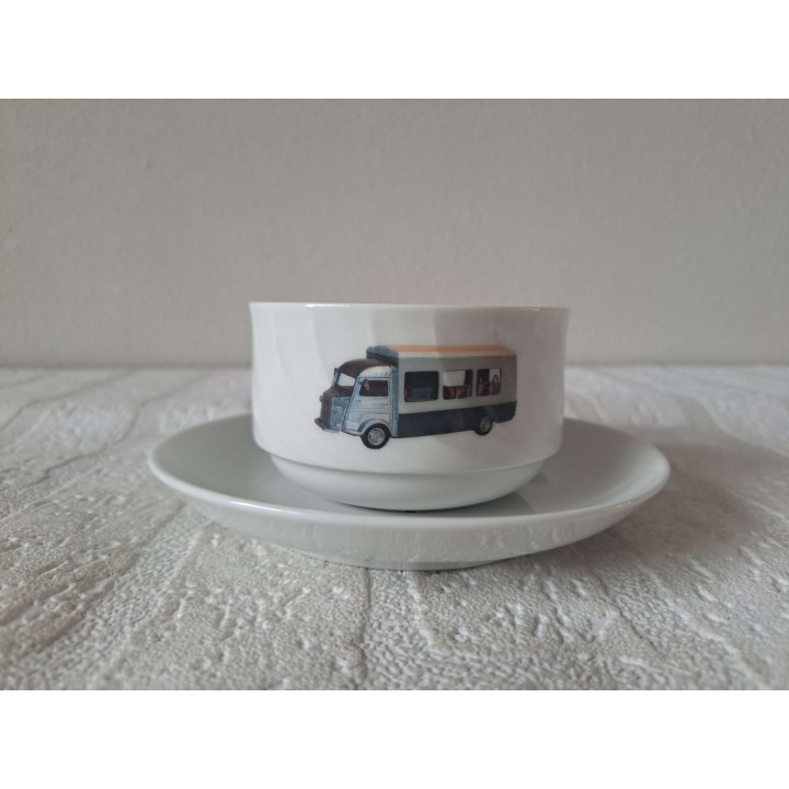 Kop en schotel Citroen HY foodtruck, porselein D14xH6cm - kop en schotels