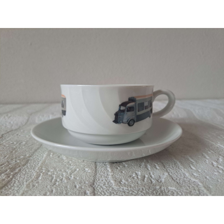 Kop en schotel Citroen HY foodtruck, porselein D14xH6cm - kop en schotels