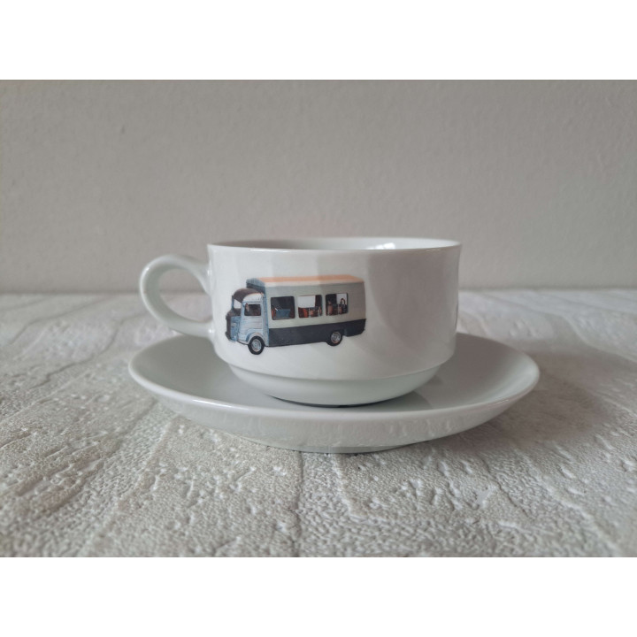 Kop en schotel Citroen HY foodtruck, porselein D14xH6cm - kop en schotels