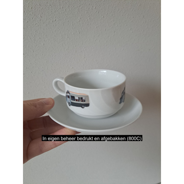 Kop en schotel Citroen HY foodtruck, porselein D14xH6cm