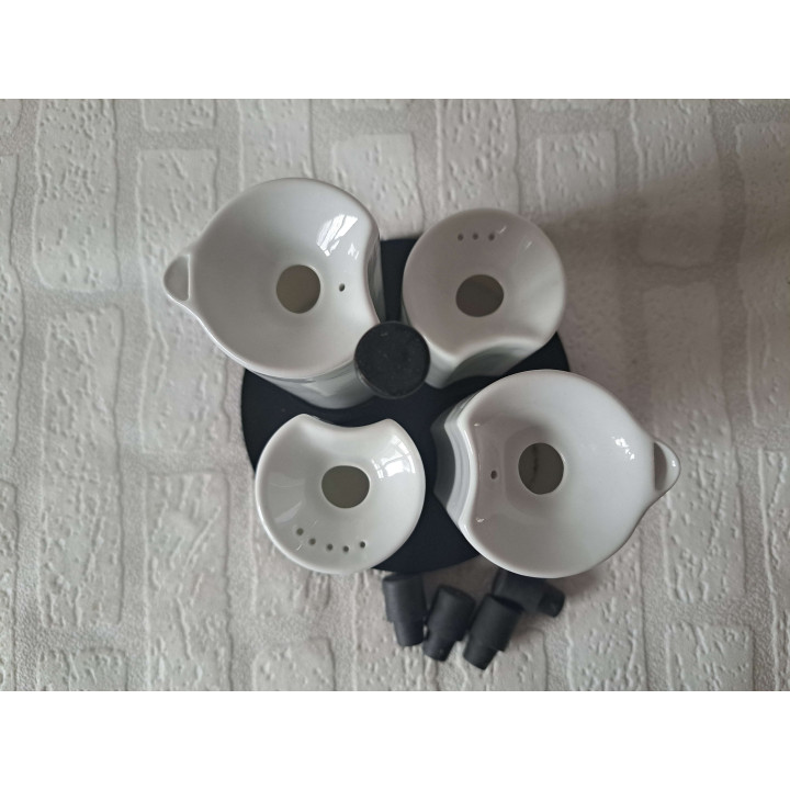 Peper, zout, olie, azijn Volkswagen, porselein D16.5xH17.5cm - handgemaakt