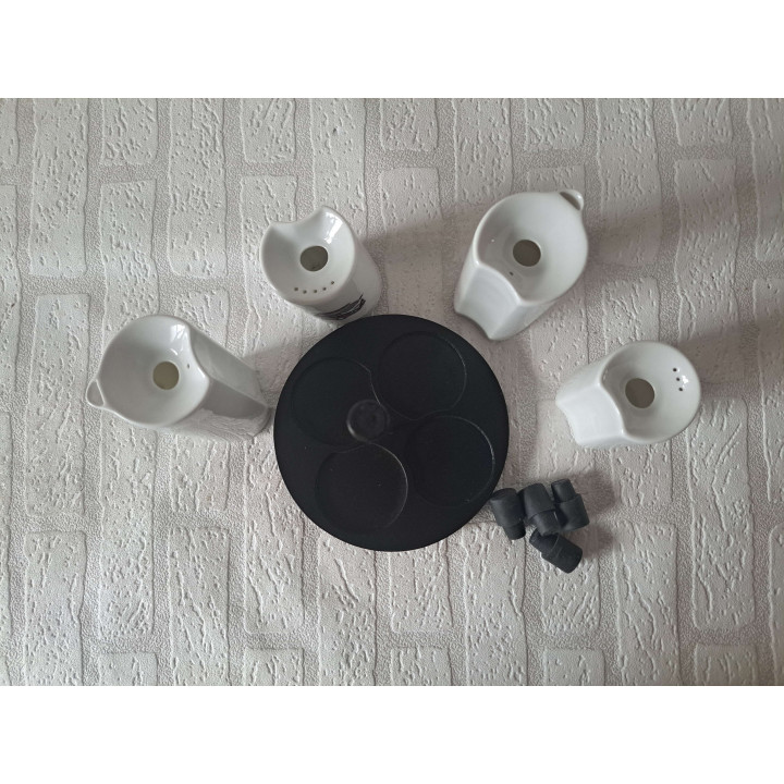 Peper, zout, olie, azijn Volkswagen, porselein D16.5xH17.5cm - handgemaakt