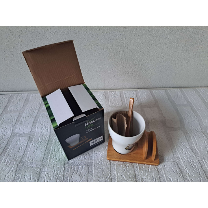 Ontbijtset Volkswagen bus en surfplank, porselein 12.5x9x10cm - handgemaakt