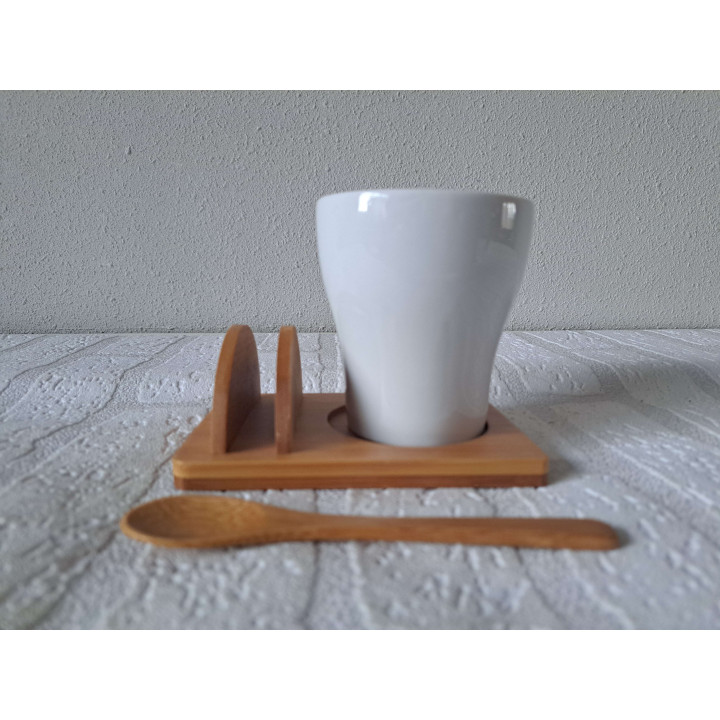 Ontbijtset Volkswagen bus en surfplank, porselein 12.5x9x10cm - handgemaakt