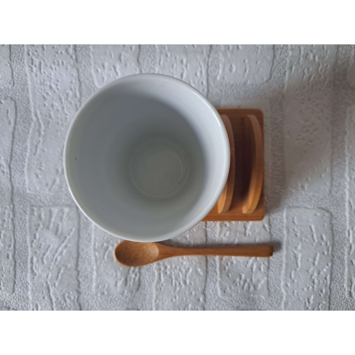 Ontbijtset Volkswagen bus en surfplank, porselein 12.5x9x10cm - handgemaakt