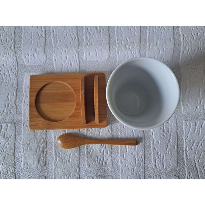 Ontbijtset Volkswagen bus en surfplank, porselein 12.5x9x10cm - handgemaakt