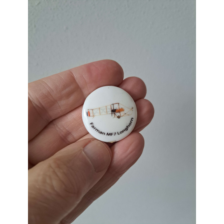 Farman Longhorn vliegtuig keukenmagneet, porselein D3xH0.5cm - keukenmagneten