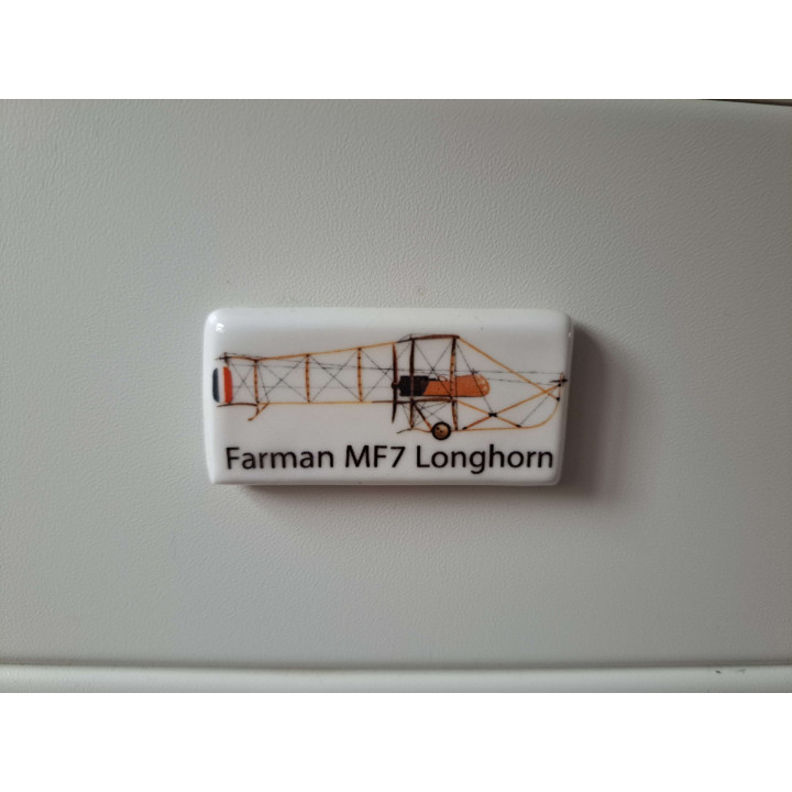 Farman Longhorn vliegtuig keukenmagneet, porselein 5.5x2.5cm - keukenmagneten