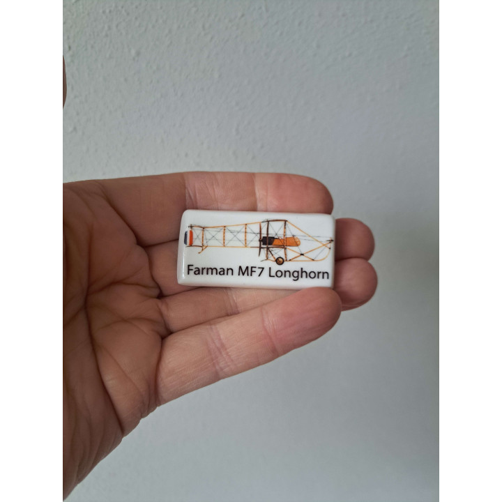 Farman Longhorn vliegtuig keukenmagneet, porselein 5.5x2.5cm - keukenmagneten