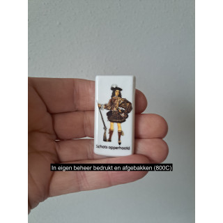 Schots opperhoofd keukenmagneet, porselein 5.5x2.5cm