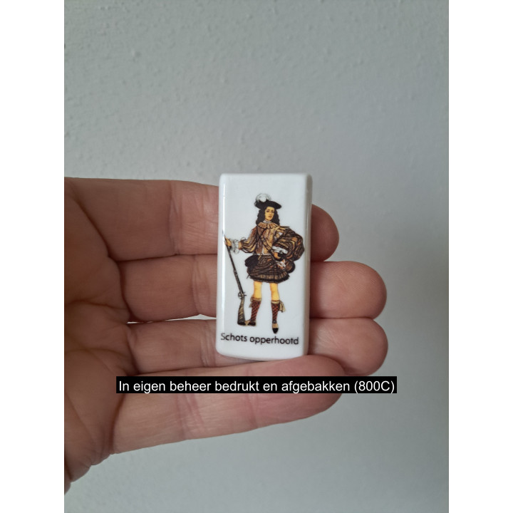 Schots opperhoofd keukenmagneet, porselein 5.5x2.5cm