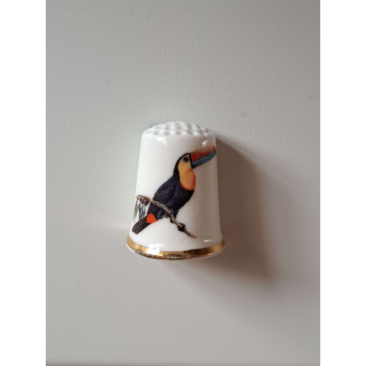 Toekan vogel keukenmagneet, porselein 2.5x3cm