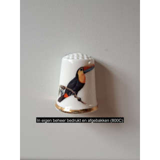Toekan vogel keukenmagneet, porselein 2.5x3cm