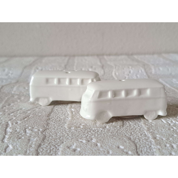 Volkswagen bus peper en zoutstel, porselein 6x2.5x2.5cm - porselein bedrukken