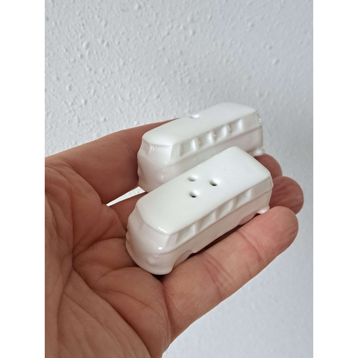 Volkswagen bus peper en zoutstel, porselein 6x2.5x2.5cm - porselein bedrukken