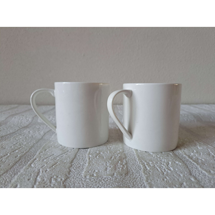 Set bekers mokken met goudvinken vogels, porselein D7xH7.5cm - handgemaakt