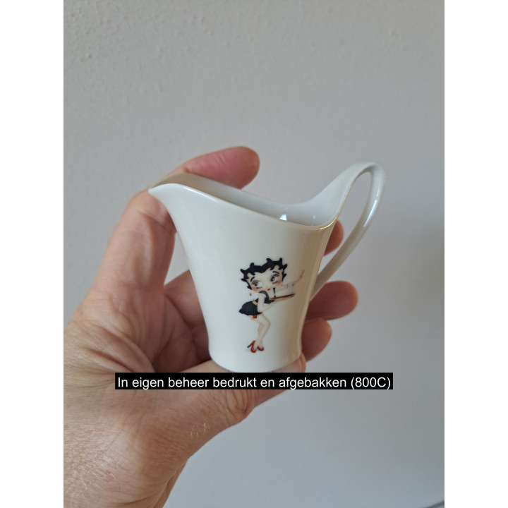 Porseleinen Melkkannetje met Betty Boop - Handbedrukt