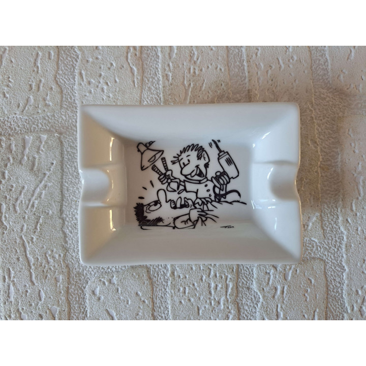 Asbak met tandarts, porselein 12x8.5x2.5cm - handgemaakt
