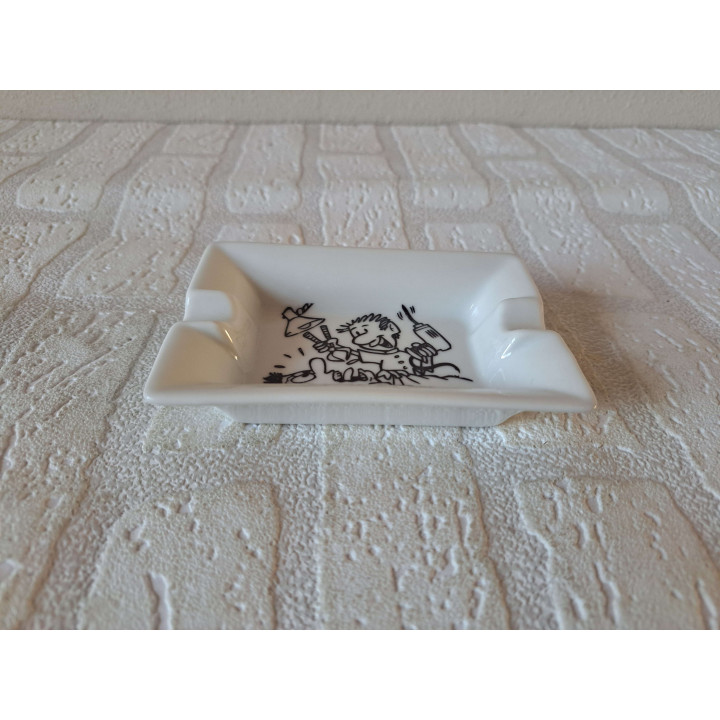 Asbak met tandarts, porselein 12x8.5x2.5cm - handgemaakt