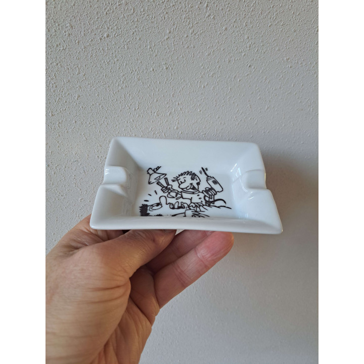 Asbak met tandarts, porselein 12x8.5x2.5cm - handgemaakt