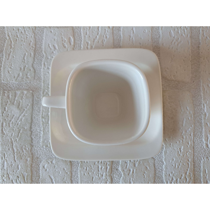 Kop en schotel Papagaai vogel, porselein 14x14x9cm - handgemaakt