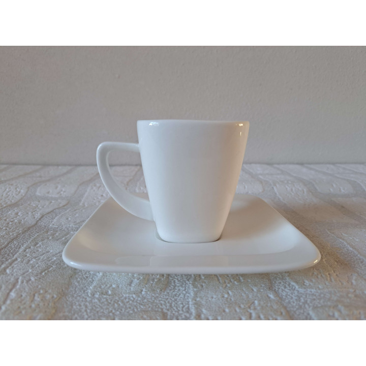 Kop en schotel luchtballon 1670, porselein 14x14x9cm - handgemaakt