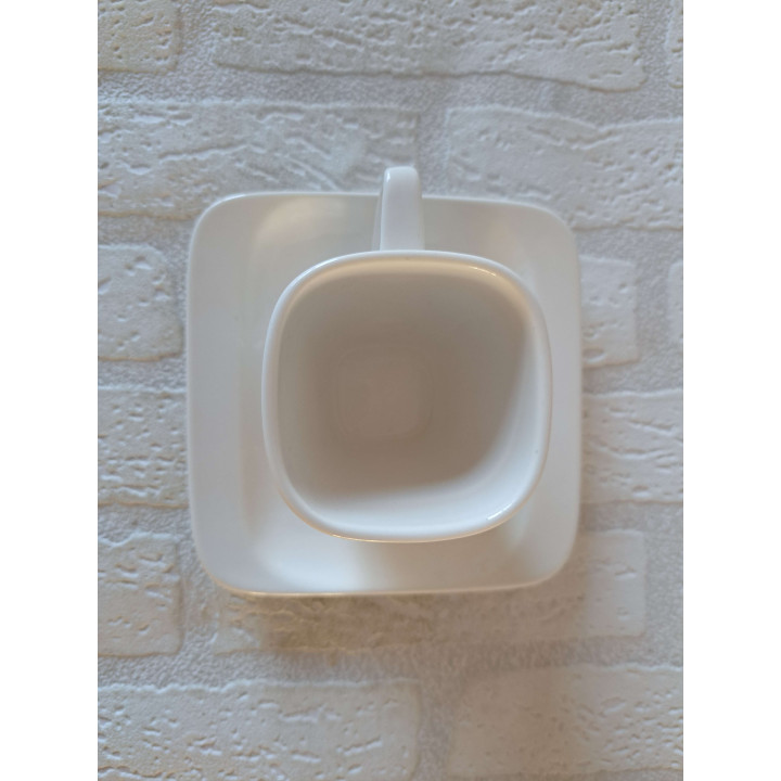 Kop en schotel luchtballon 1670, porselein 14x14x9cm - handgemaakt