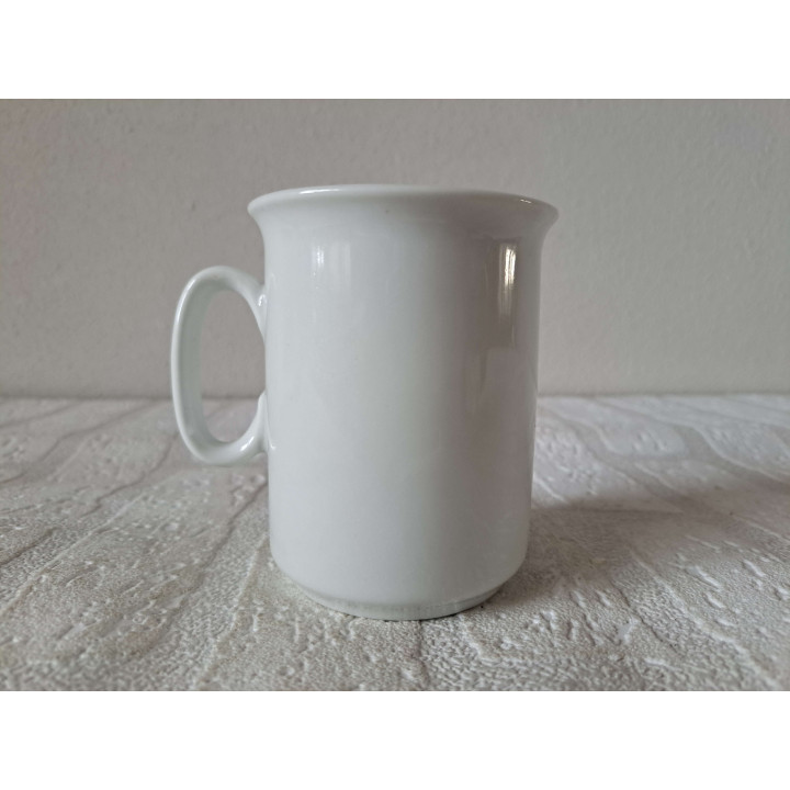 Beker mok met oldtimer fiets 1887, porselein D7.6xH9.5cm - handgemaakt