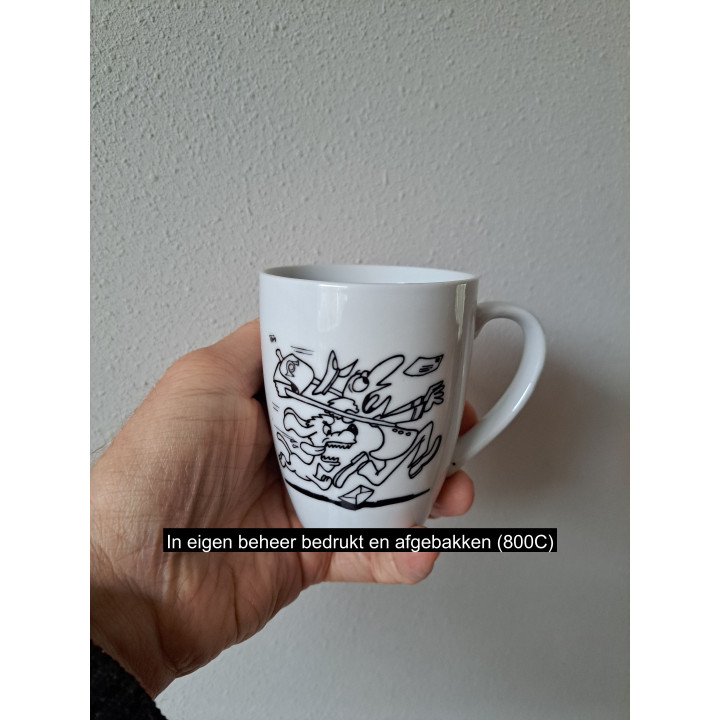 Beker mok met Postbode, porselein D8xH10cm