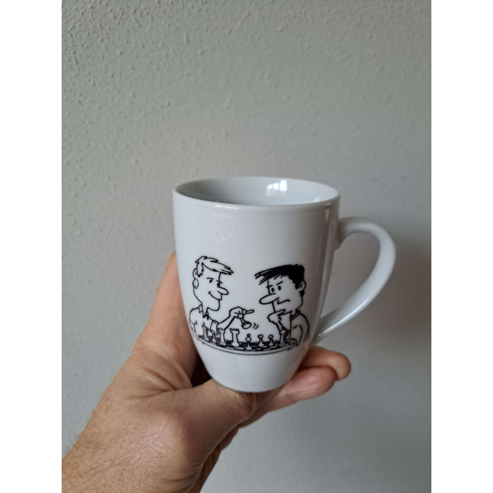 Porseleinen Mok met Schaakspelers D8xH10cm