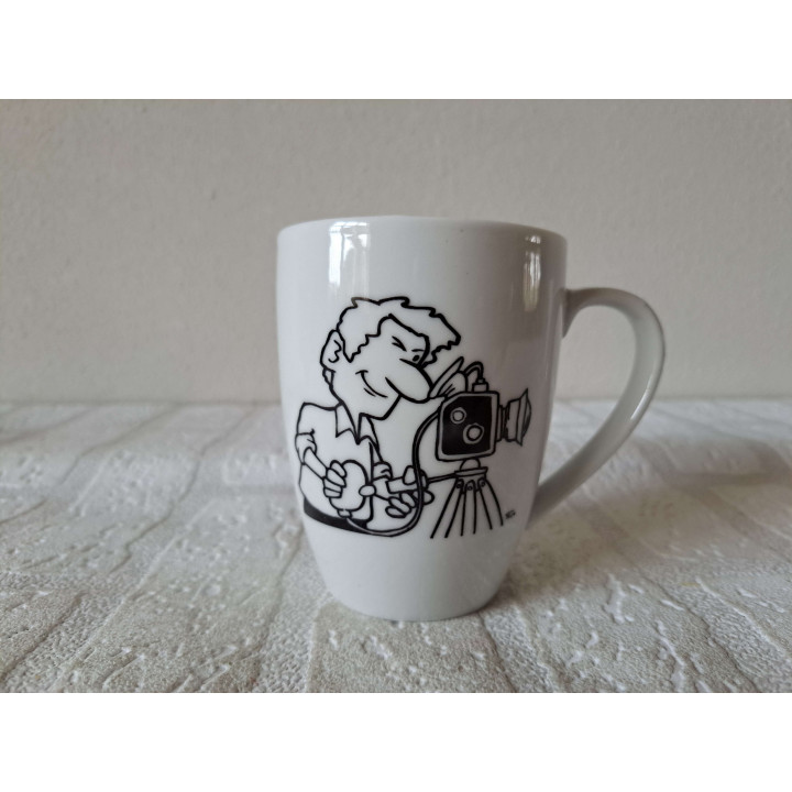 Beker mok met Fotograaf, porselein D8xH10cm - handgemaakt