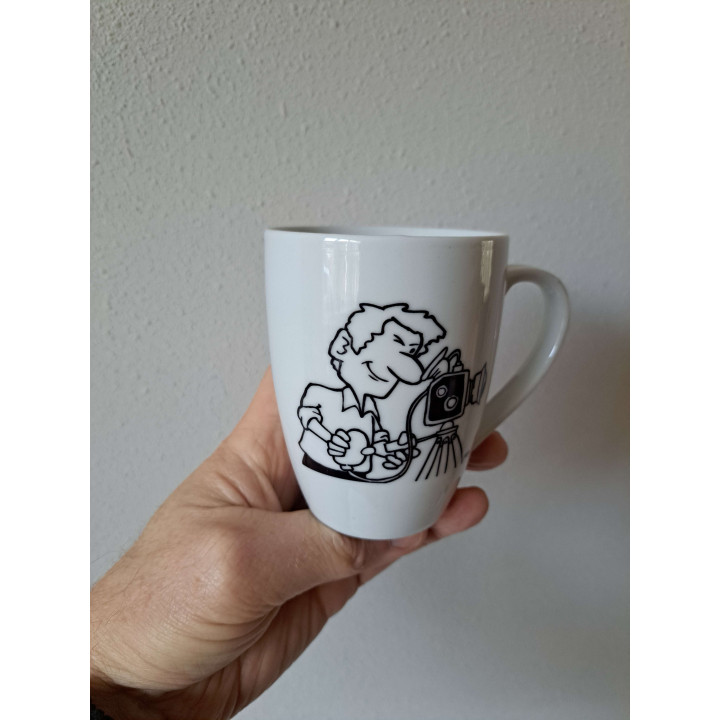 Beker mok met Fotograaf, porselein D8xH10cm - handgemaakt