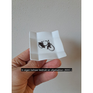 Amuse schaaltje met Solex motorfiets, porselein 8x8x1.5cm