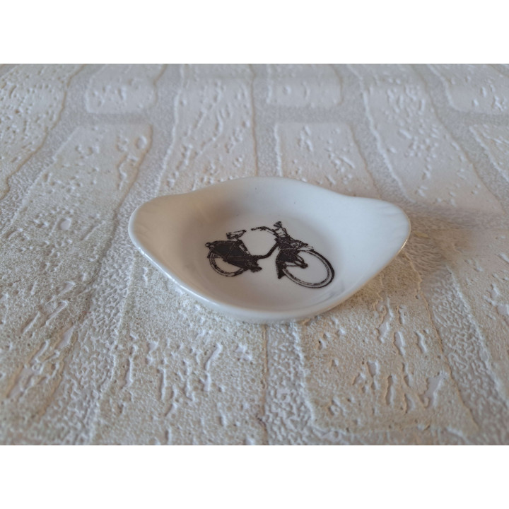 Amuseschaal met Solex motorfiets, porselein 9x7x2cm - handgemaakt