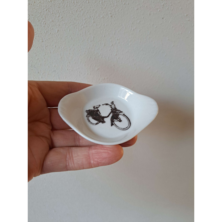 Amuseschaal met Solex motorfiets, porselein 9x7x2cm - handgemaakt