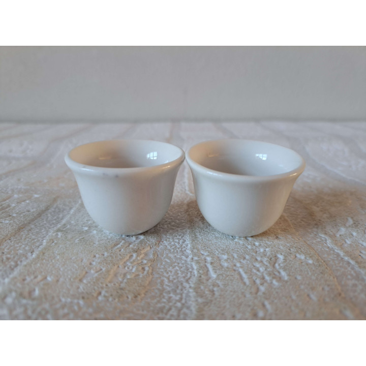 Set eierdopje met Solex motorfiets, porselein D4xH3cm - handgemaakt