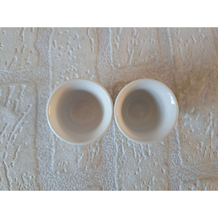 Set eierdopje met Solex motorfiets, porselein D4xH3cm - handgemaakt