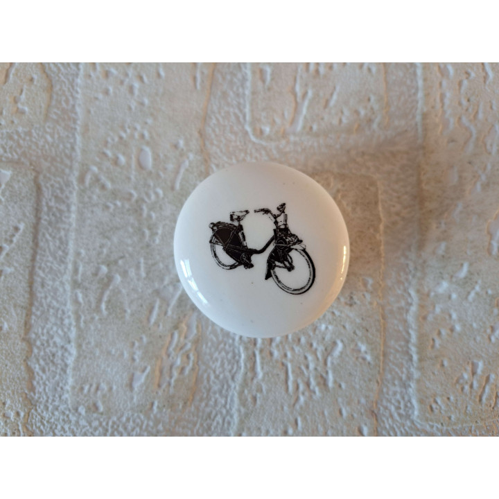 Pillendoosje met Solex bromfiets, porselein D4.5xH2.5cm - handgemaakt