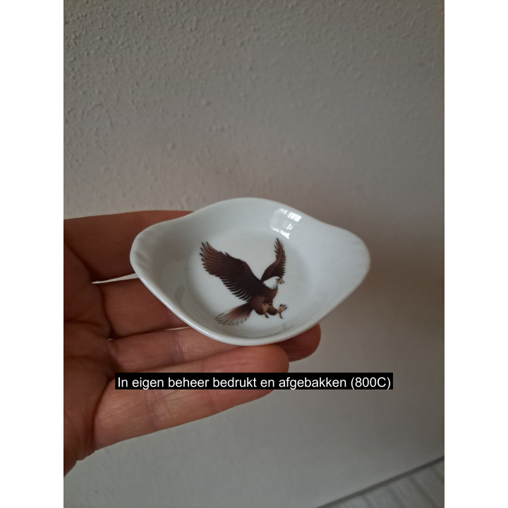 Amuseschaal met Adelaar vogel, porselein 9x7x2cm - handgemaakt
