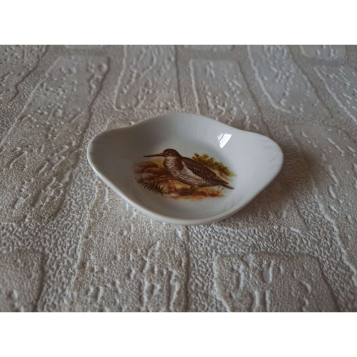 Amuseschaal met Houtsnip vogel, porselein 9x7x2cm - handgemaakt