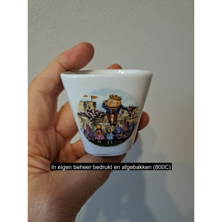 Bloempotje met Humpty Dumpty, porselein 6x6x6cm