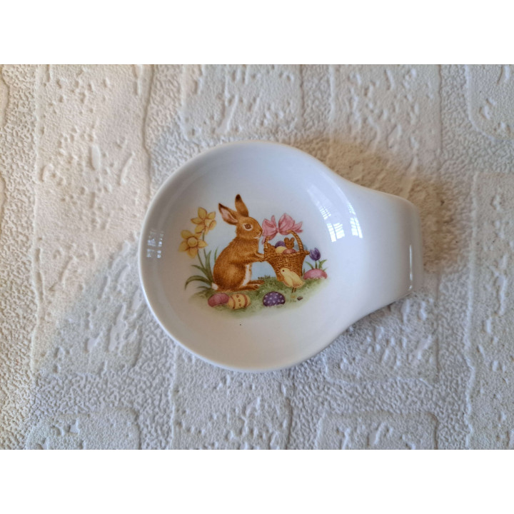 Amuseschaal met Paashaas en eieren, porselein 9x7x2cm - handgemaakt