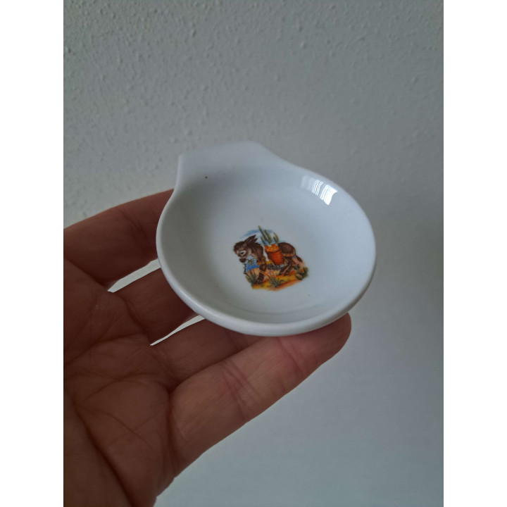 Amuseschaal met Ezel met mand, porselein 9x7x2cm - handgemaakt