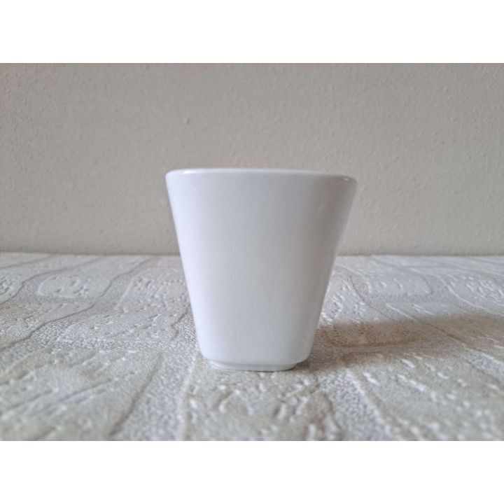 Bloempotje met Ezel met mand, porselein 6x6x6cm - handgemaakt