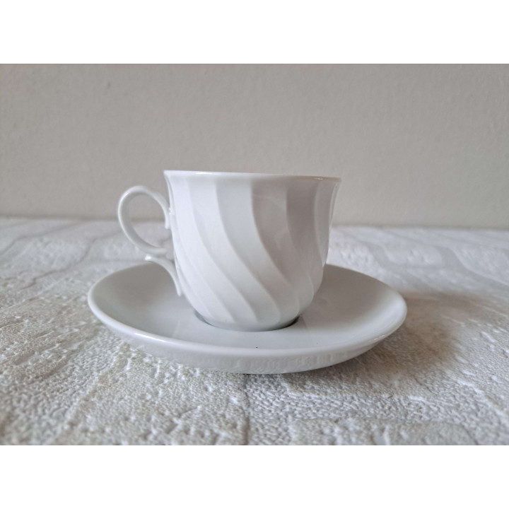 Kop en schotel met Adelaar vogel, porselein D11x67cm - handgemaakt